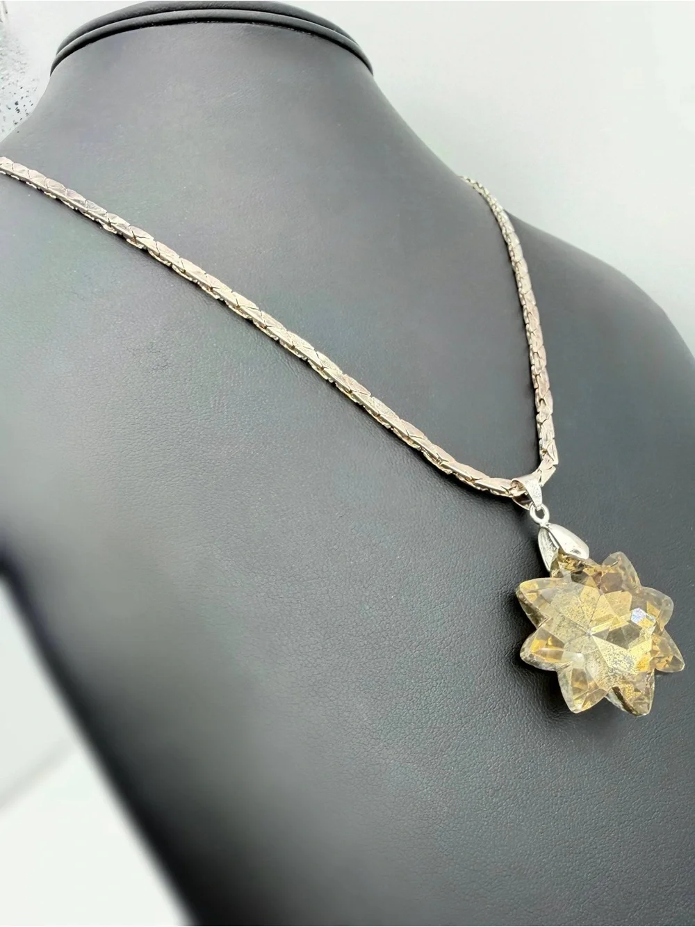 925 sterling silver 18k gold plated Crystal Star Pendant Charm & Triangle link
